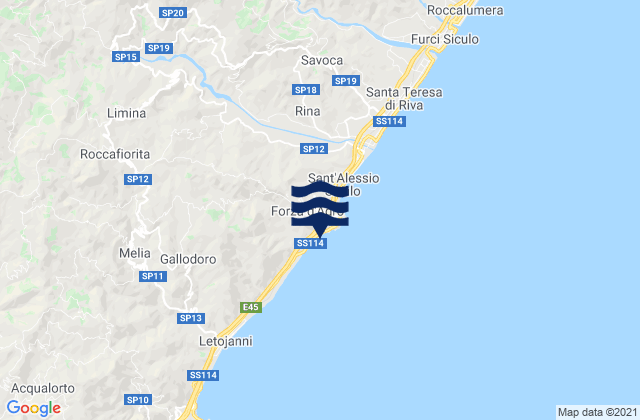 Mappa delle maree di Forza d'Agrò, Italy