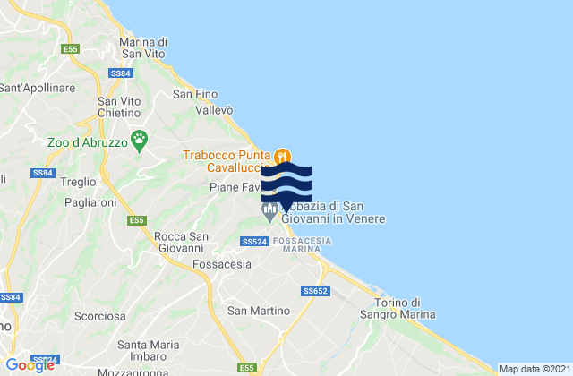 Mappa delle maree di Fossacesia, Italy
