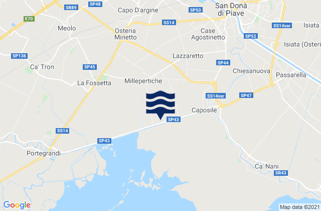 Mappa delle maree di Fossalta di Piave, Italy