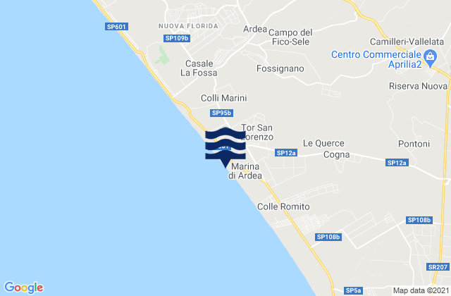 Mappa delle maree di Fossignano, Italy