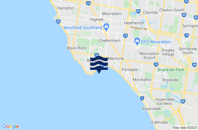 Mappa delle maree di Fossil Beach, Australia