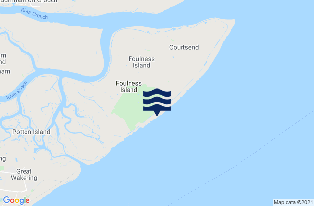 Mappa delle maree di Foulness Island, United Kingdom