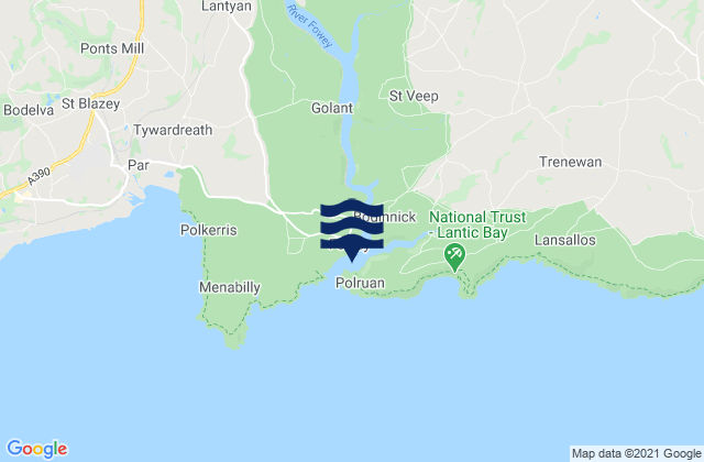 Mappa delle maree di Fowey, United Kingdom