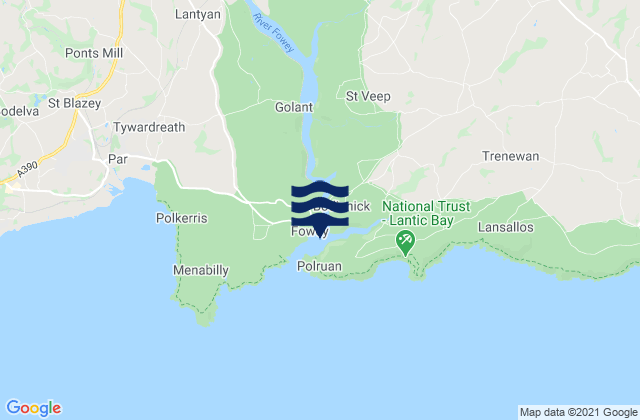Mappa delle maree di Fowey Harbour, United Kingdom