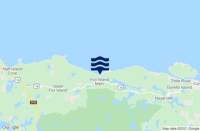 Mappa delle maree di Fox Island, Canada