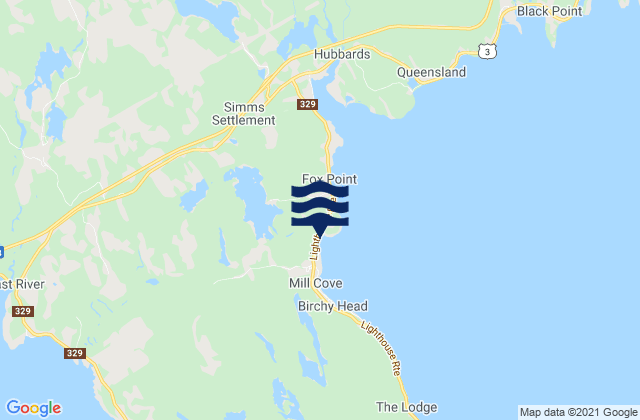 Mappa delle maree di Fox Point Beach, Canada