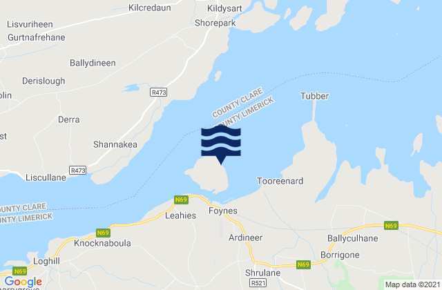 Mappa delle maree di Foynes Island, Ireland