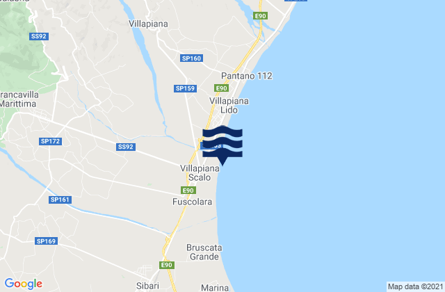 Mappa delle maree di Francavilla Marittima, Italy