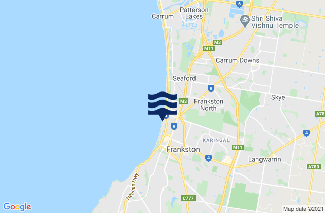 Mappa delle maree di Frankston East, Australia