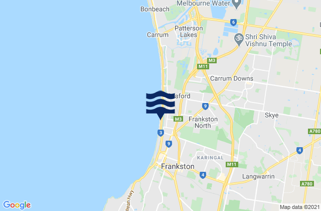 Mappa delle maree di Frankston North, Australia