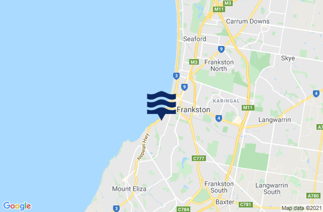Mappa delle maree di Frankston South, Australia