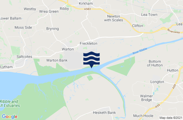 Mappa delle maree di Freckleton, United Kingdom