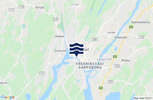 Mappa delle maree di Fredrikstad, Norway