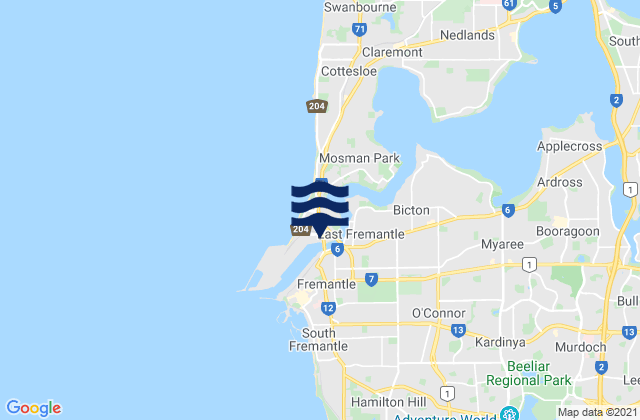 Mappa delle maree di Fremantle, Australia