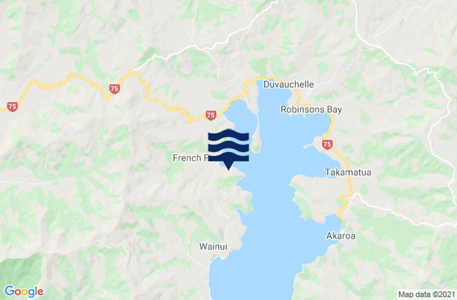 Mappa delle maree di French Farm Bay, New Zealand