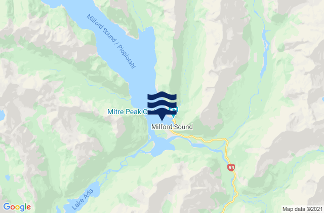 Mappa delle maree di Fresh Water Basin, New Zealand