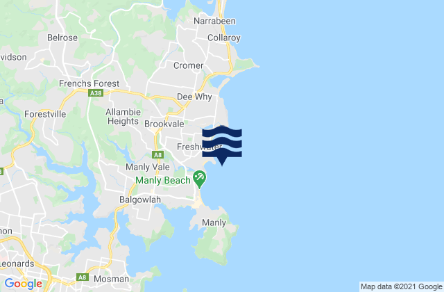 Mappa delle maree di Freshwater Beach, Australia