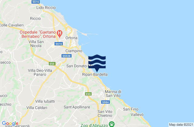 Mappa delle maree di Frisa, Italy