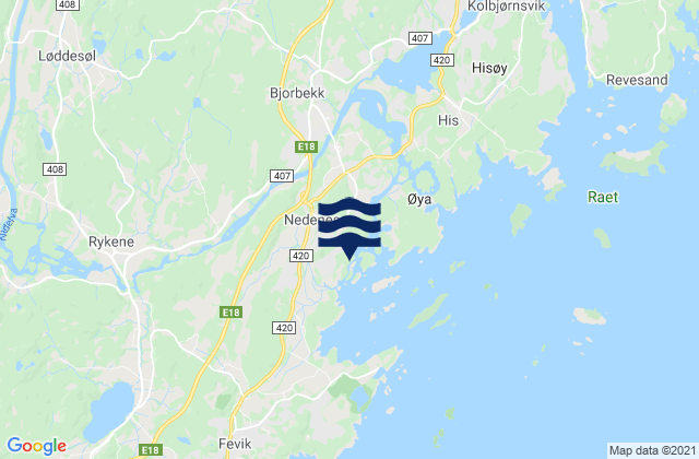 Mappa delle maree di Froland, Norway