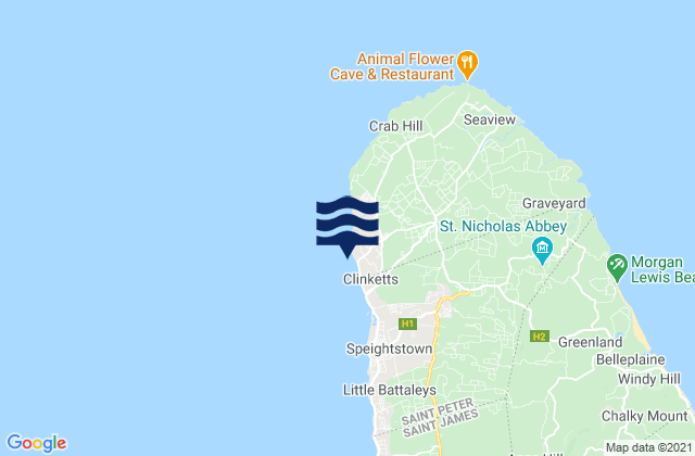 Mappa delle maree di Fryers Well, Martinique