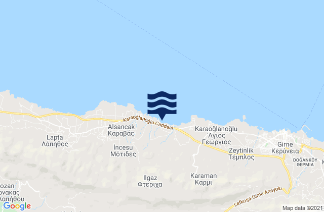 Mappa delle maree di Ftéricha, Cyprus