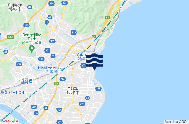 Mappa delle maree di Fujieda, Japan