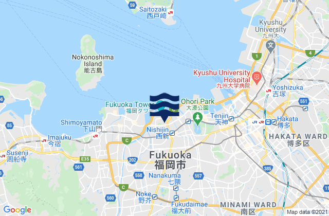 Mappa delle maree di Fukuoka-shi, Japan