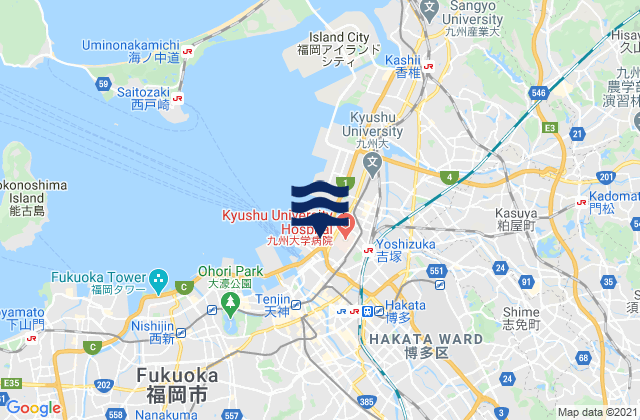 Mappa delle maree di Fukuoka, Japan