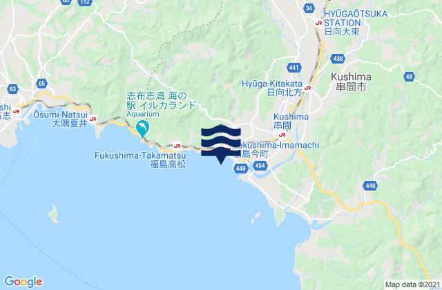 Mappa delle maree di Fukushima Inamachi Ariake Wan, Japan