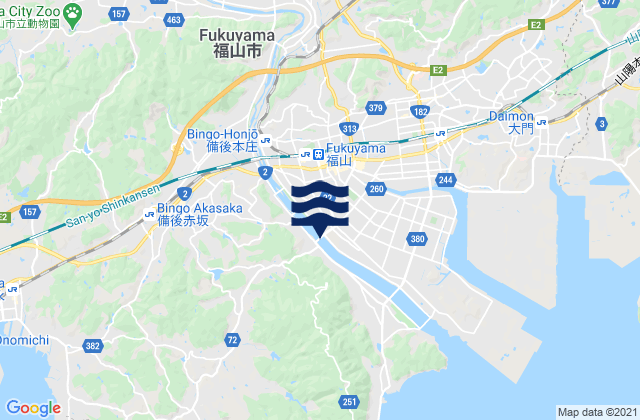 Mappa delle maree di Fukuyama Shi, Japan