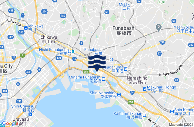 Mappa delle maree di Funabashi, Japan