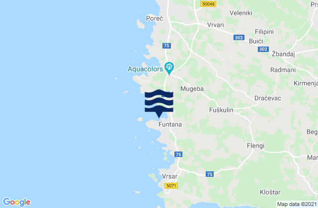 Mappa delle maree di Funtana-Fontane, Croatia