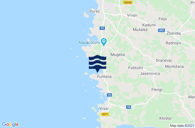 Mappa delle maree di Funtana, Croatia