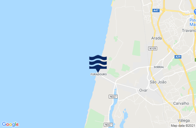 Mappa delle maree di Furadouro, Portugal