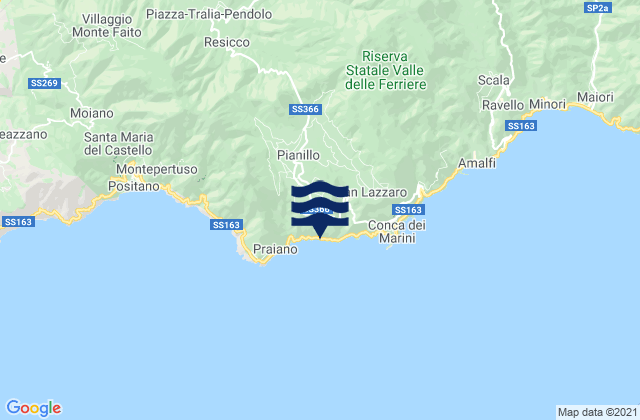 Mappa delle maree di Furore, Italy