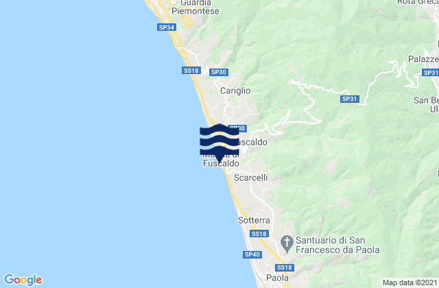 Mappa delle maree di Fuscaldo, Italy