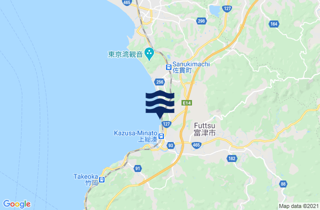 Mappa delle maree di Futtsu Shi, Japan