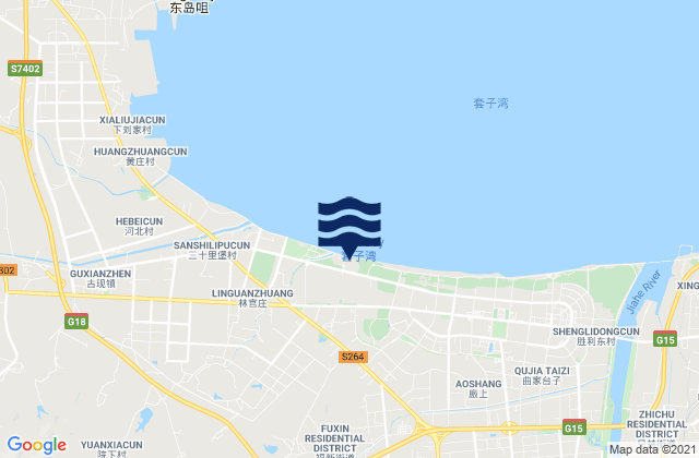Mappa delle maree di Fuxin, China