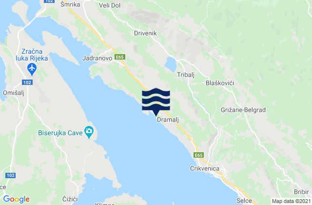 Mappa delle maree di Fužine, Croatia