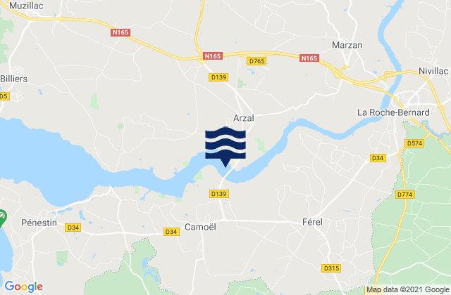 Mappa delle maree di Férel, France