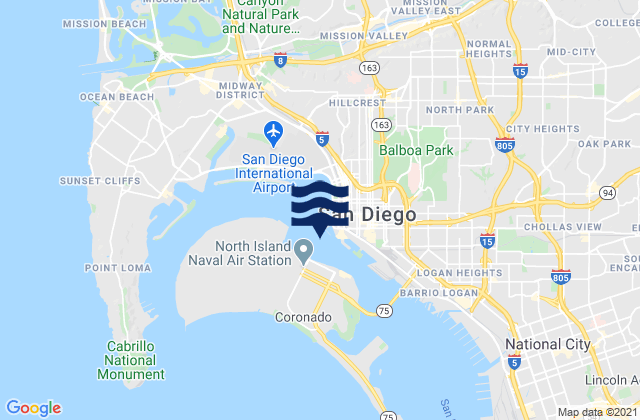 Mappa delle maree di G St. Pier (San Diego) 0.22 nmi. SW of, United States