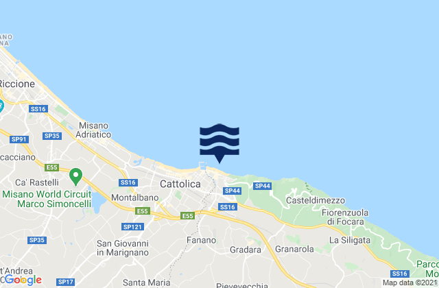 Mappa delle maree di Gabicce Mare, Italy