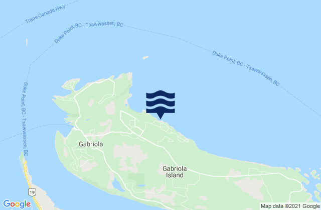 Mappa delle maree di Gabriola Island, Canada