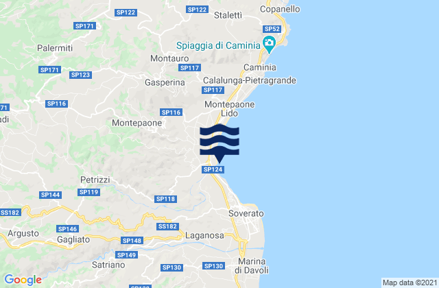 Mappa delle maree di Gagliato, Italy