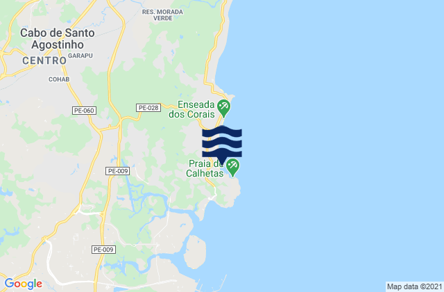 Mappa delle maree di Gaibu, Brazil
