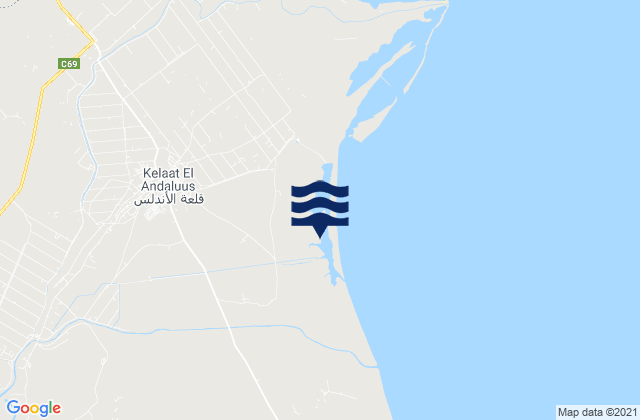 Mappa delle maree di Galaat el Andeless, Tunisia