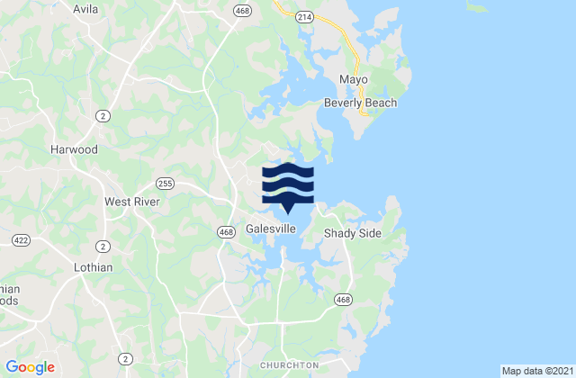 Mappa delle maree di Galesville West River, United States