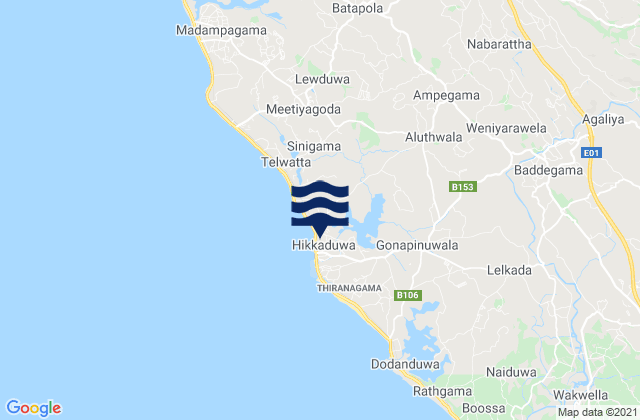 Mappa delle maree di Galle District, Sri Lanka