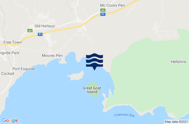 Mappa delle maree di Galleon Harbour, Jamaica