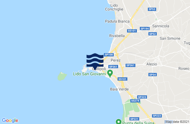 Mappa delle maree di Gallipoli, Italy